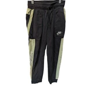 Nike Air Boys Jogger Pants Black Sage Green Colorblock Fleece XL Standard Fit